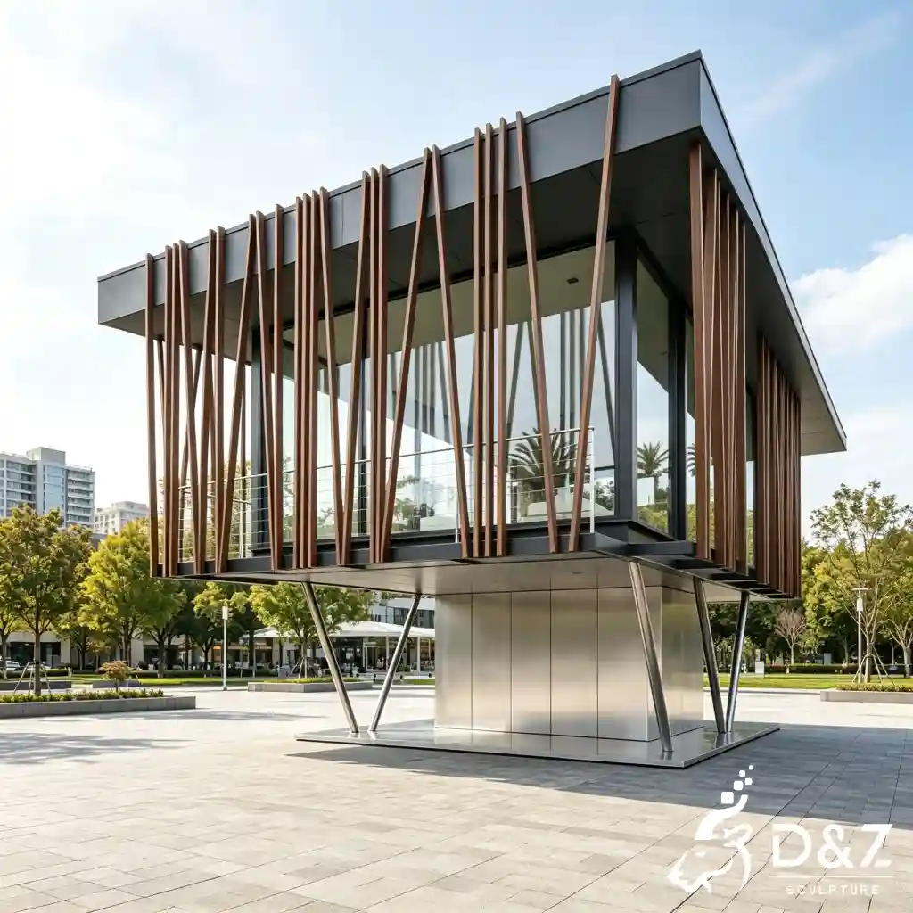 Modern Enclosed Gazebo Metall Pavilion for Commercial Kiosk DZN664-4 Modern Enclosed Gazebo Metall Pavilion for Commercial Kiosk DZN664-4