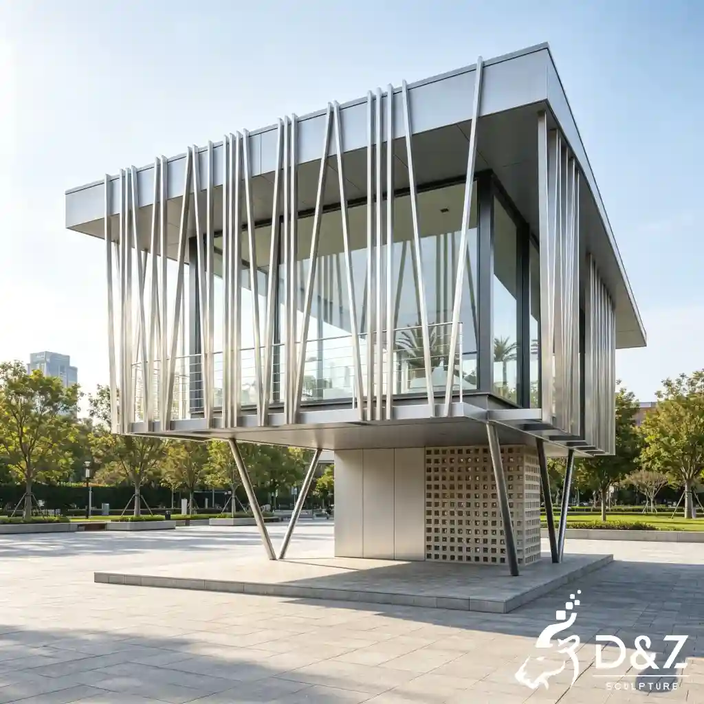 Modern Enclosed Gazebo Metall Pavilion for Commercial Kiosk DZN664-5 Modern Enclosed Gazebo Metall Pavilion for Commercial Kiosk DZN664-5