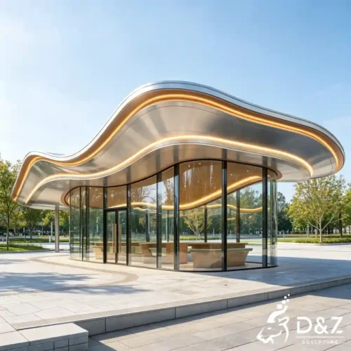 Modern Enclosed Gazebo Metall Pavilion for Commercial Kiosk DZN664-7 Modern Enclosed Gazebo Metall Pavilion for Commercial Kiosk DZN664-7