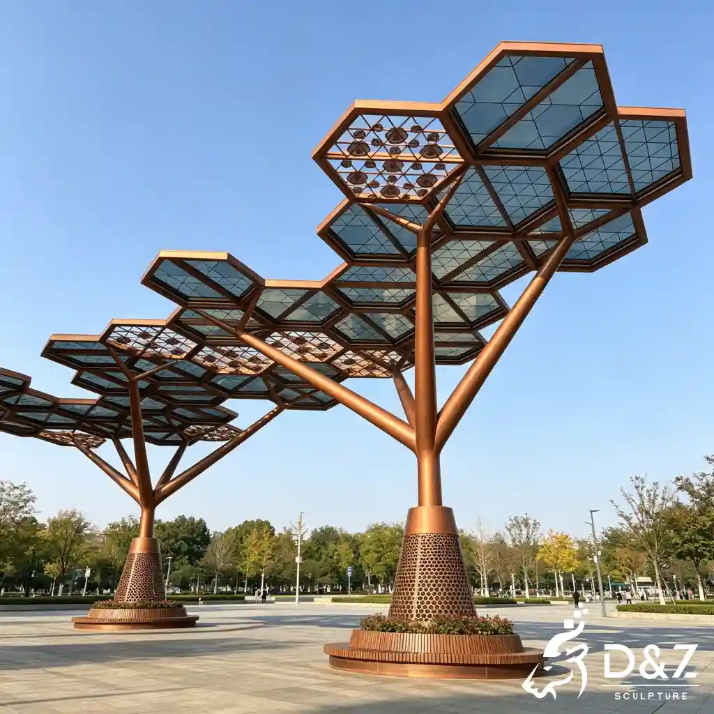 Modern Flat Roof Gazebo Pavilion Canopy for Landscape Shelter DZN665-4 Modern Flat Roof Gazebo Pavilion Canopy for Landscape Shelter DZN665-4