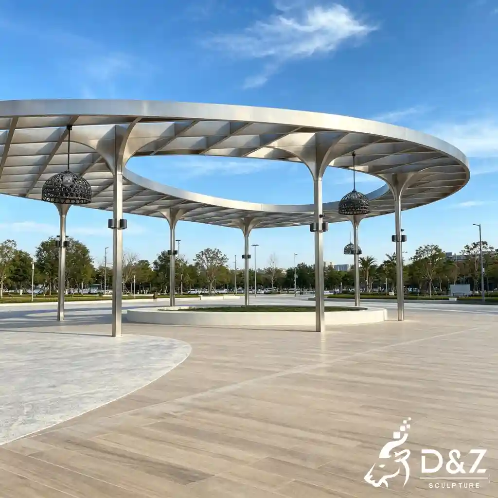 Modern Flat Roof Gazebo Pavilion Canopy for Landscape Shelter DZN665-6 Modern Flat Roof Gazebo Pavilion Canopy for Landscape Shelter DZN665-6