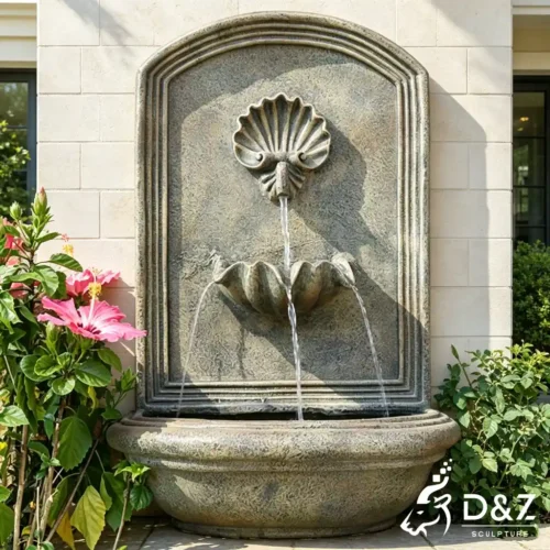 European Baroque White Marble Wall Fountain for Garden Decor DZN668-1