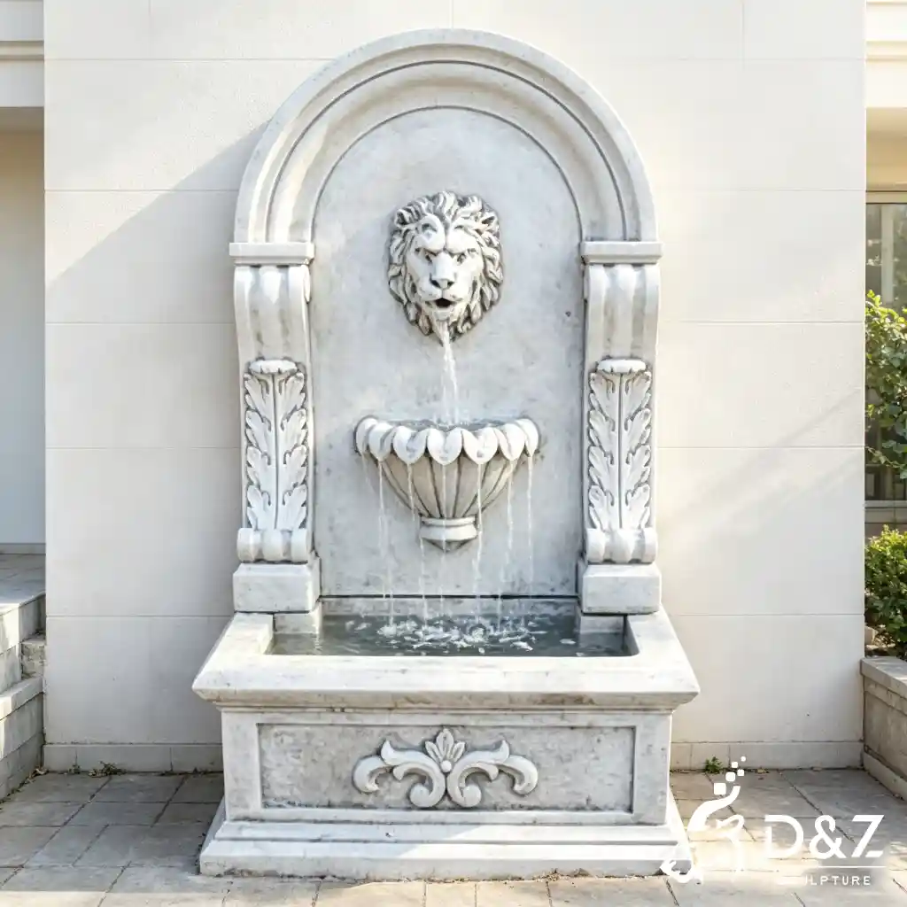 European Baroque White Marble Wall Fountain for Garden Decor DZN668-2 European Baroque White Marble Wall Fountain for Garden Decor DZN668-2