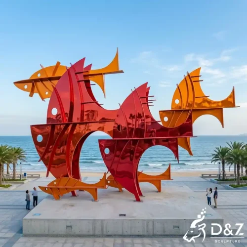 Large Abstract Fish Sculpture Metal Fish School for Outdoor DZN669-1 Large Abstract Fish Sculpture Metal Fish School for Outdoor DZN669-1