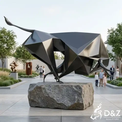 Abstract Bull Sculpture Modern Geometric Metal Outdoor Art DZN671-4 Abstract Bull Sculpture Modern Geometric Metal Outdoor Art DZN671-4