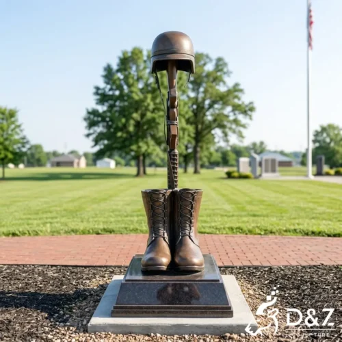 Fallen Soldier Battle Cross Statue Military Memorial Art DZN639-1