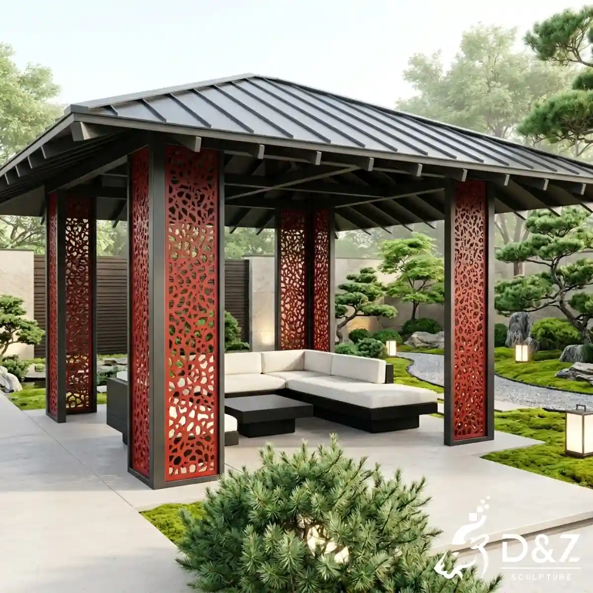 16 Iconic Outdoor Metal Modern Style Gazebo Designs of D&Z-10