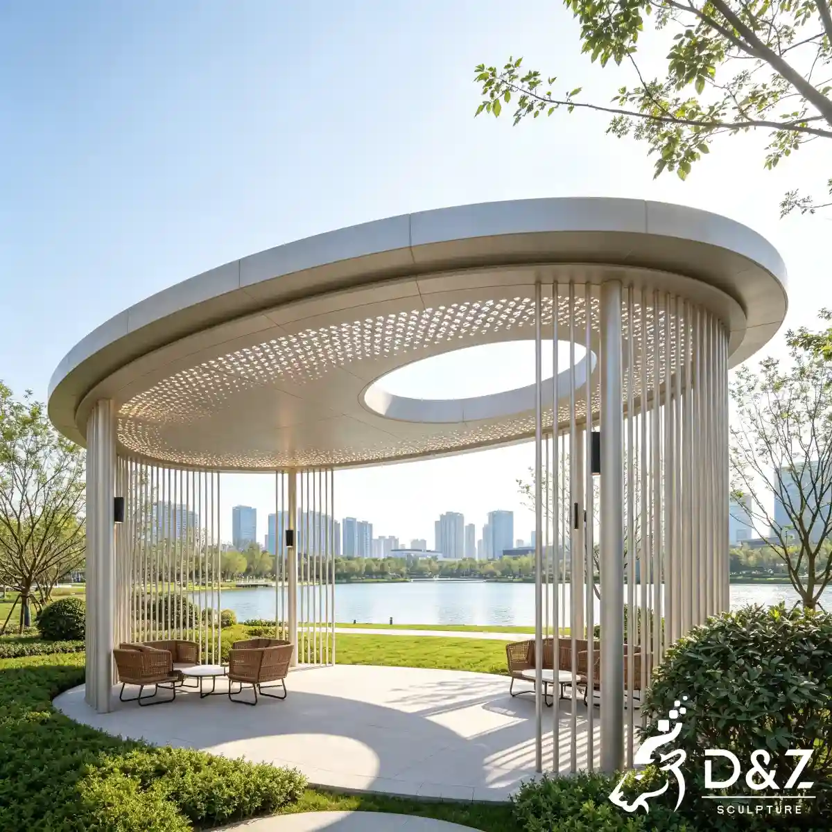 16 Iconic Outdoor Metal Modern Style Gazebo Designs of D&Z-14