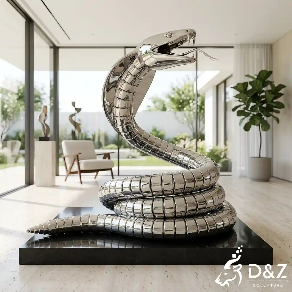 Modern Abstract Snake Sculpture Giant Metal Cobra Decor DZN674-1 Modern Abstract Snake Sculpture Giant Metal Cobra Decor DZN674-1