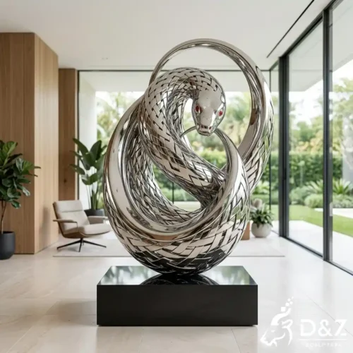 Modern Abstract Snake Sculpture Giant Metal Cobra Decor DZN674-4