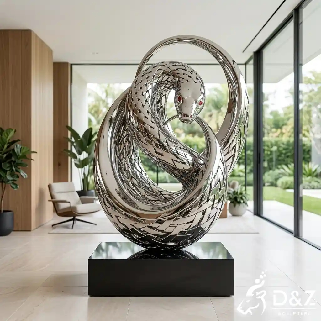 Modern Abstract Snake Sculpture Giant Metal Cobra Decor DZN674-4 Modern Abstract Snake Sculpture Giant Metal Cobra Decor DZN674-4