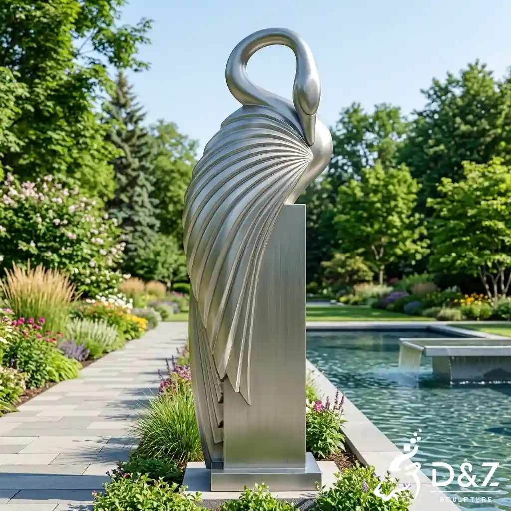 Abstract Swan Sculpture | Modern Metal Garden Water Feature DZN675-2 Abstract Swan Sculpture | Modern Metal Garden Water Feature DZN675-2
