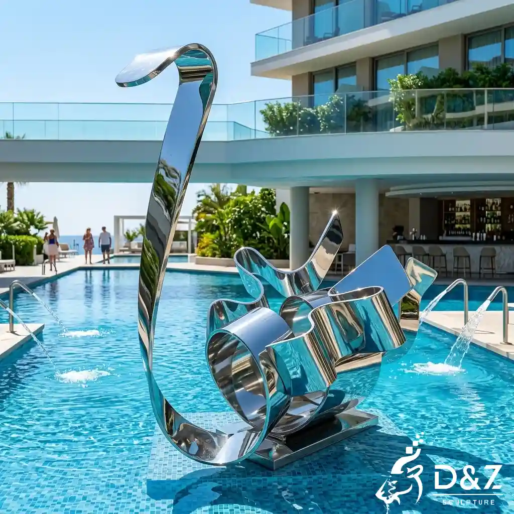 Abstract Swan Sculpture | Modern Metal Garden Water Feature DZN675-3 Abstract Swan Sculpture | Modern Metal Garden Water Feature DZN675-3