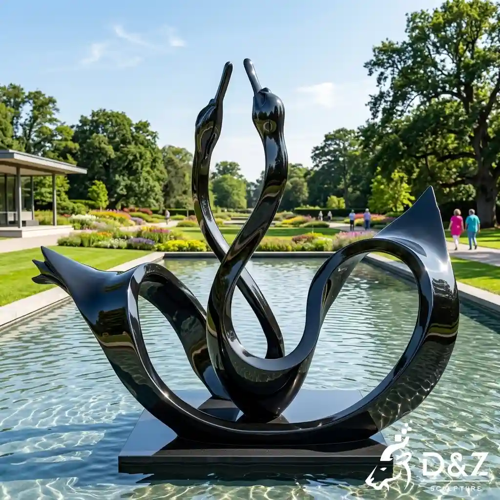 Abstract Swan Sculpture | Modern Metal Garden Water Feature DZN675-4 Abstract Swan Sculpture | Modern Metal Garden Water Feature DZN675-4