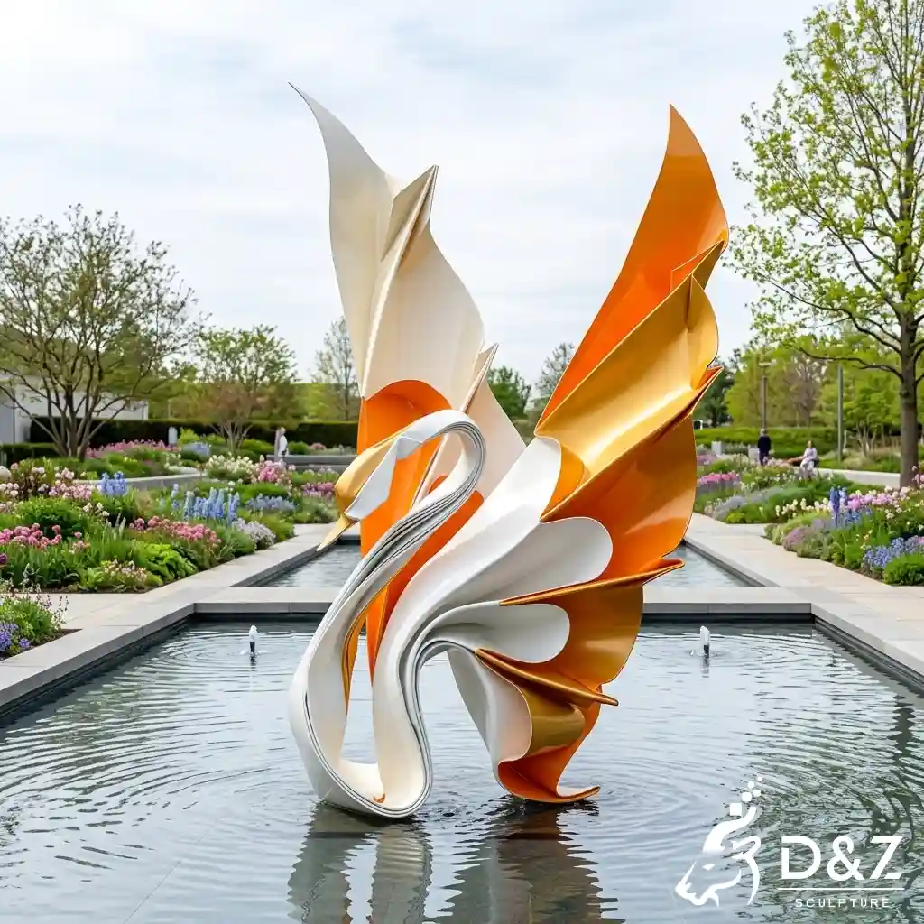 Abstract Swan Sculpture | Modern Metal Garden Water Feature DZN675-6 Abstract Swan Sculpture | Modern Metal Garden Water Feature DZN675-6
