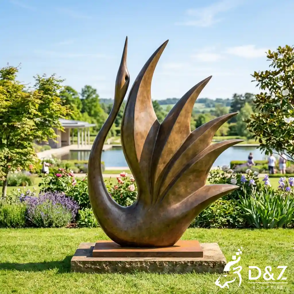 Abstract Swan Sculpture | Modern Metal Garden Water Feature DZN675-7 Abstract Swan Sculpture | Modern Metal Garden Water Feature DZN675-7