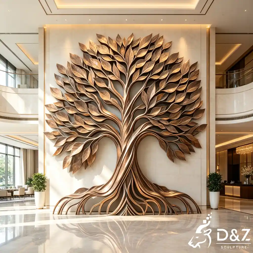 Large Abstract Bronze Tree of Life Wall Sculpture for Lobby DZN656-11 Large Abstract Bronze Tree of Life Wall Sculpture for Lobby DZN656-11