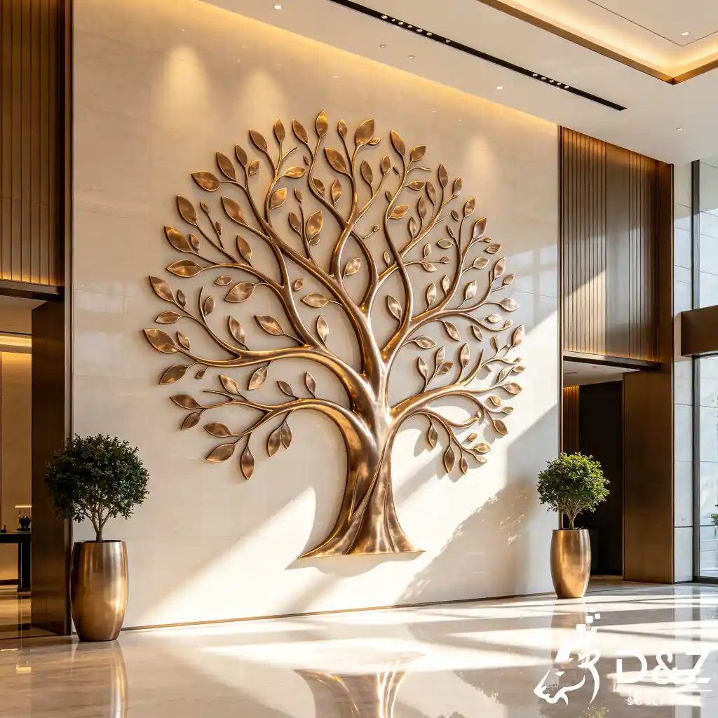 Large Abstract Bronze Tree of Life Wall Sculpture for Lobby DZN656-2 Large Abstract Bronze Tree of Life Wall Sculpture for Lobby DZN656-2