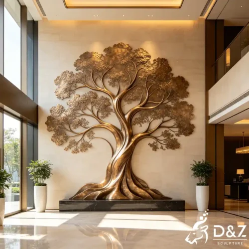 Large Abstract Bronze Tree of Life Wall Sculpture for Lobby DZN656-5