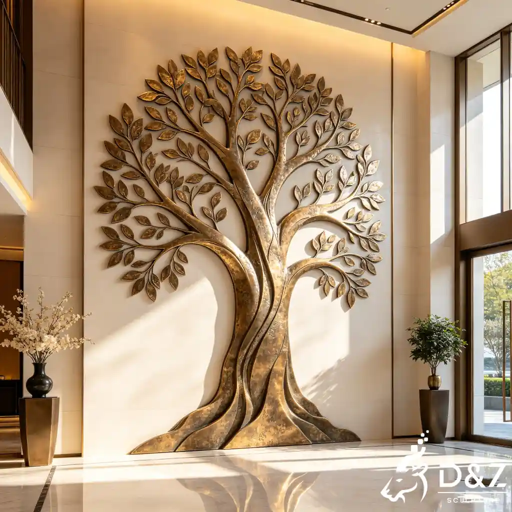 Large Abstract Bronze Tree of Life Wall Sculpture for Lobby DZN656-8 Large Abstract Bronze Tree of Life Wall Sculpture for Lobby DZN656-8