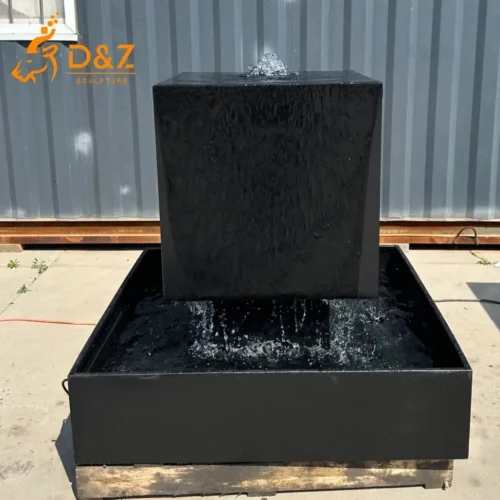 Modern City Square Fountain Black Cube Water Feature DZN652-1