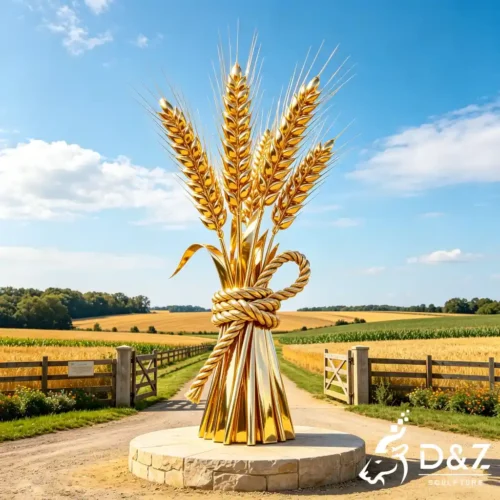 Golden Metal Wheat Sculpture Rural Harvest Crop for Farm DZN648-2