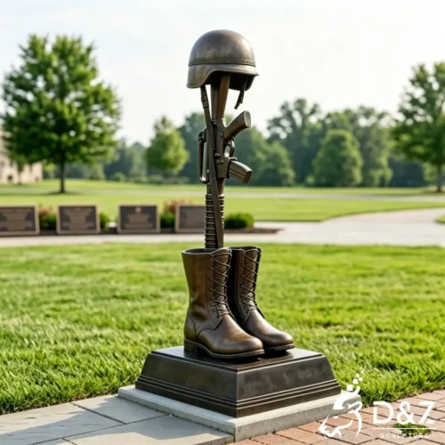 Fallen Soldier Battle Cross Statue Military Memorial Art DZN639-3