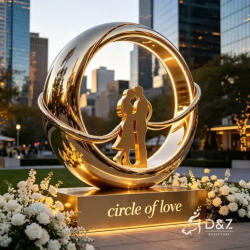 Circle of Love Sculpture | Large Metal Circle Sculpture for Landscapes 1 Circle of Love Sculpture | Large Metal Circle Sculpture for Landscapes 1