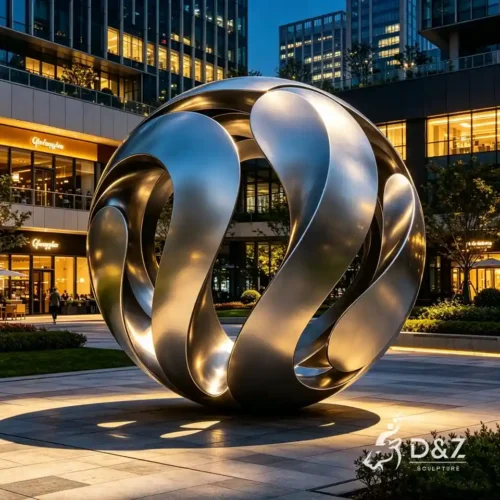 Large Outdoor Stainless Steel Sphere Sculpture City Landmark 2