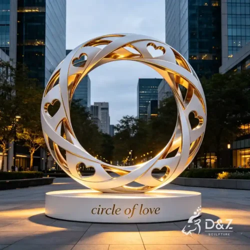 Circle of Love Sculpture | Large Metal Circle Sculpture for Landscapes 2