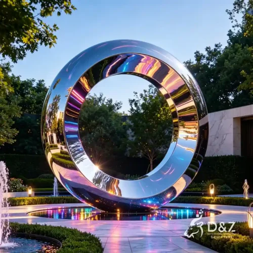Large Metal Ring Sculpture | Outdoor Circular Landmark Sculpture 2