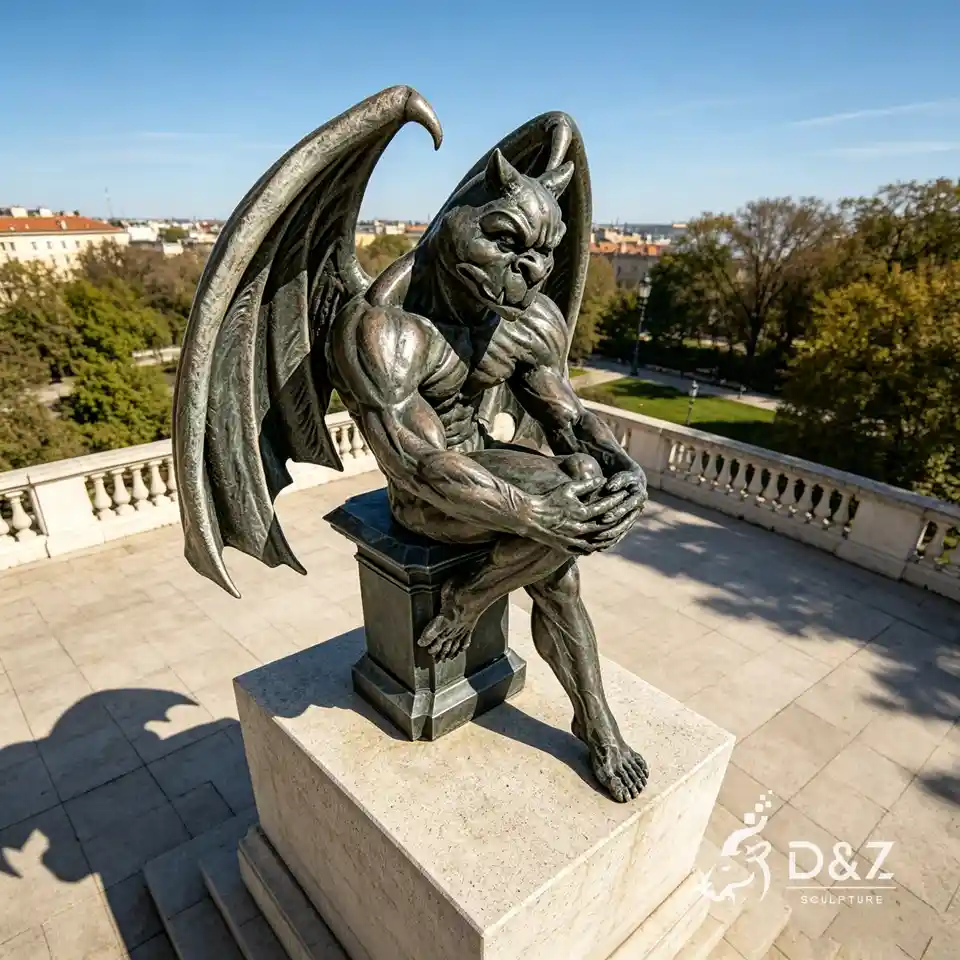 Large Seated Muscular Gothic Outdoor Bronze Gargoyle Statues for Sale 3 Large Seated Muscular Gothic Outdoor Bronze Gargoyle Statues for Sale 3
