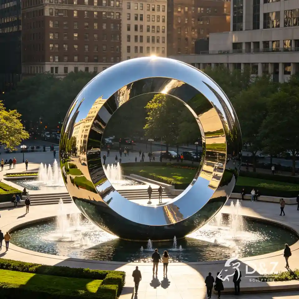 Large Metal Ring Sculpture | Outdoor Circular Landmark Sculpture 3