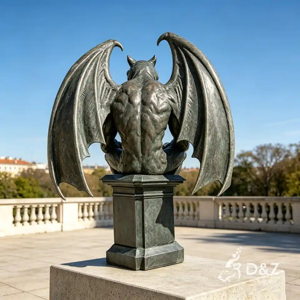 Large Seated Muscular Gothic Outdoor Bronze Gargoyle Statues for Sale 6 Large Seated Muscular Gothic Outdoor Bronze Gargoyle Statues for Sale 6