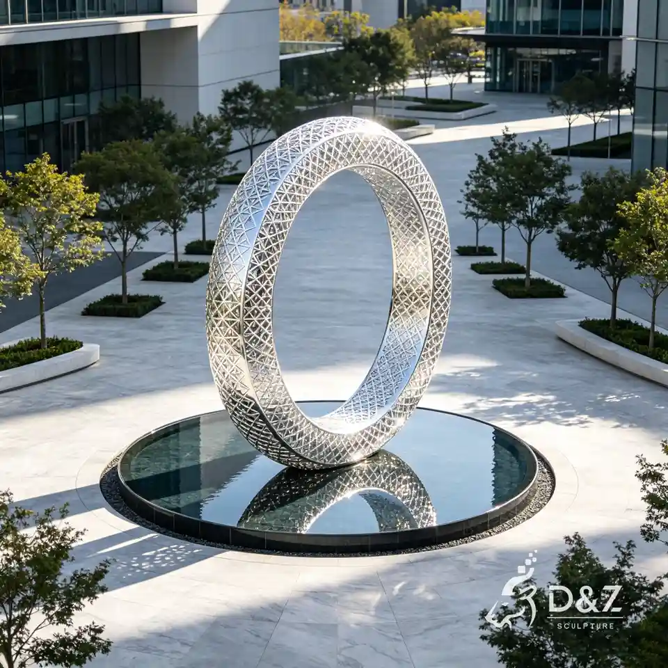 Large Metal Ring Sculpture | Outdoor Circular Landmark Sculpture 7