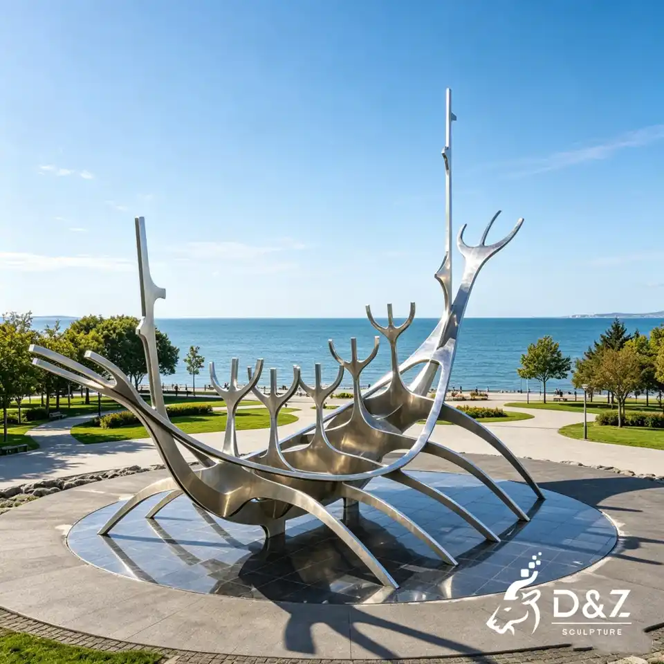 Large Abstract Ship Sculpture Sailboat Coastal Art Decor DZN698-1