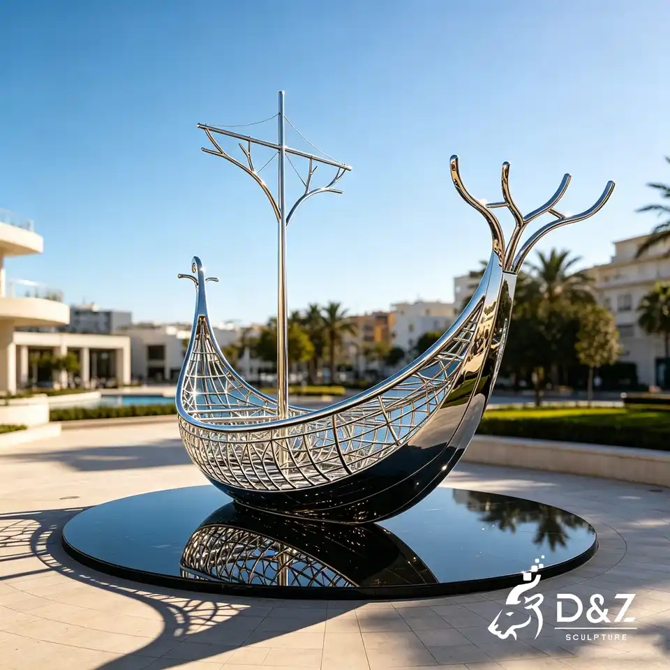 Large Abstract Ship Sculpture Sailboat Coastal Art Decor DZN698-3 Large Abstract Ship Sculpture Sailboat Coastal Art Decor DZN698-3
