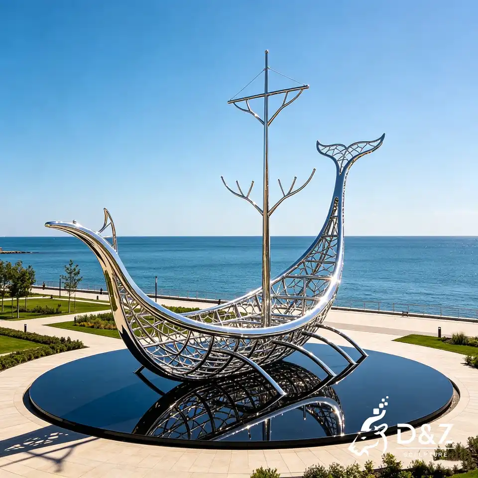 Large Abstract Ship Sculpture Sailboat Coastal Art Decor DZN698-4 Large Abstract Ship Sculpture Sailboat Coastal Art Decor DZN698-4