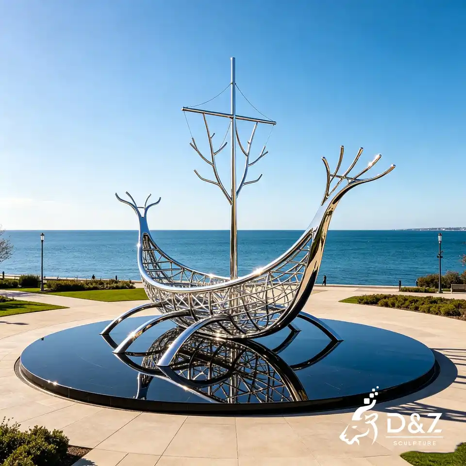 Large Abstract Ship Sculpture Sailboat Coastal Art Decor DZN698-6 Large Abstract Ship Sculpture Sailboat Coastal Art Decor DZN698-6