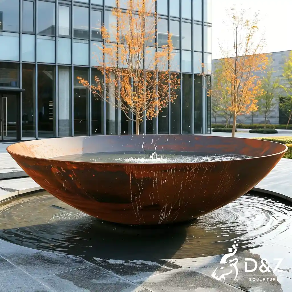 Large Corten Steel Bowl Fountain Outdoor Water Feature DZN700-7 Large Corten Steel Bowl Fountain Outdoor Water Feature DZN700-7