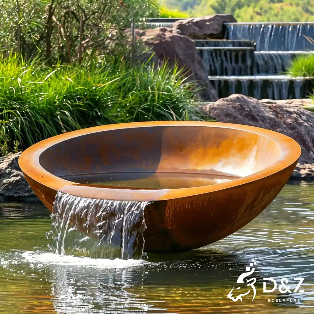 Large Corten Steel Bowl Fountain Outdoor Water Feature DZN700-1 Large Corten Steel Bowl Fountain Outdoor Water Feature DZN700-1