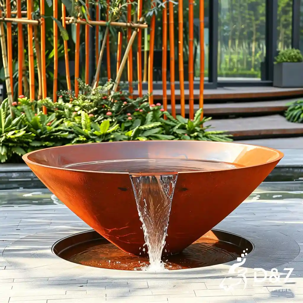 Large Corten Steel Bowl Fountain Outdoor Water Feature DZN700-2 Large Corten Steel Bowl Fountain Outdoor Water Feature DZN700-2