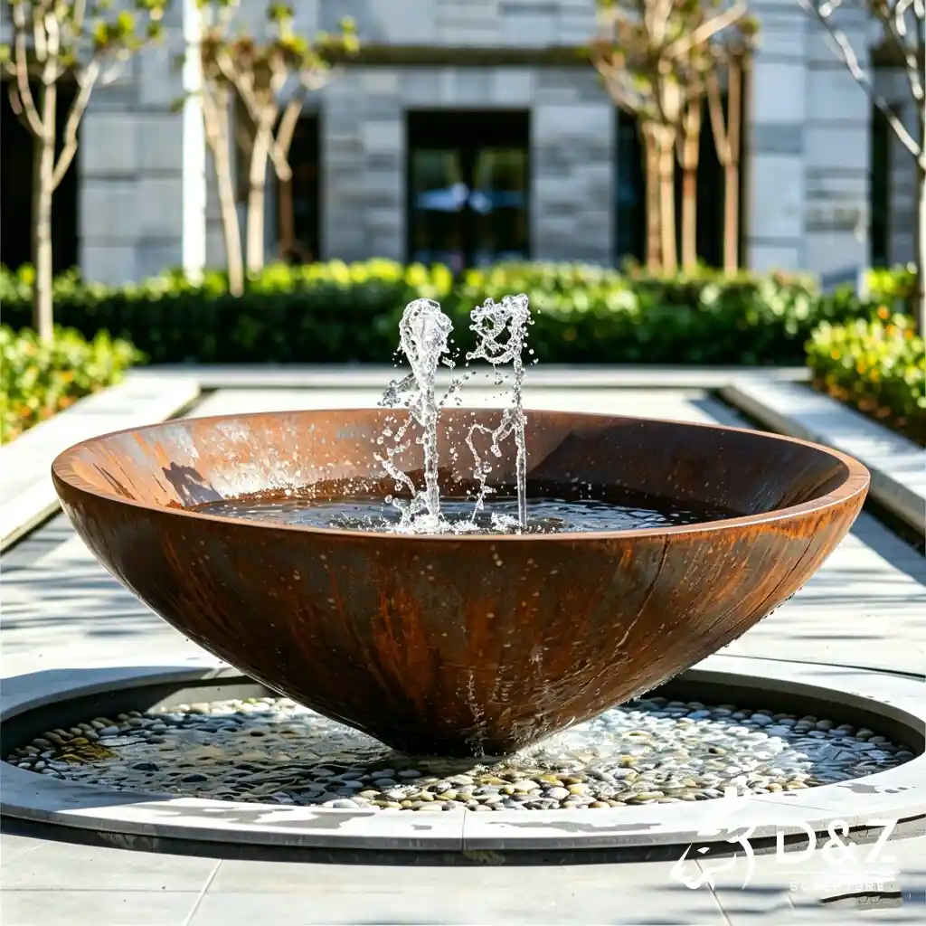 Large Corten Steel Bowl Fountain Outdoor Water Feature DZN700-3 Large Corten Steel Bowl Fountain Outdoor Water Feature DZN700-3