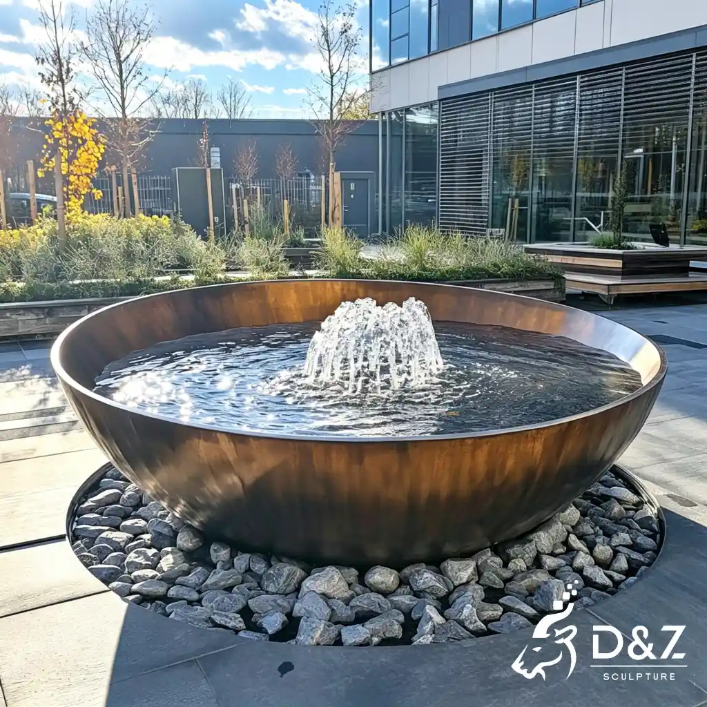 Large Corten Steel Bowl Fountain Outdoor Water Feature DZN700-5 Large Corten Steel Bowl Fountain Outdoor Water Feature DZN700-5