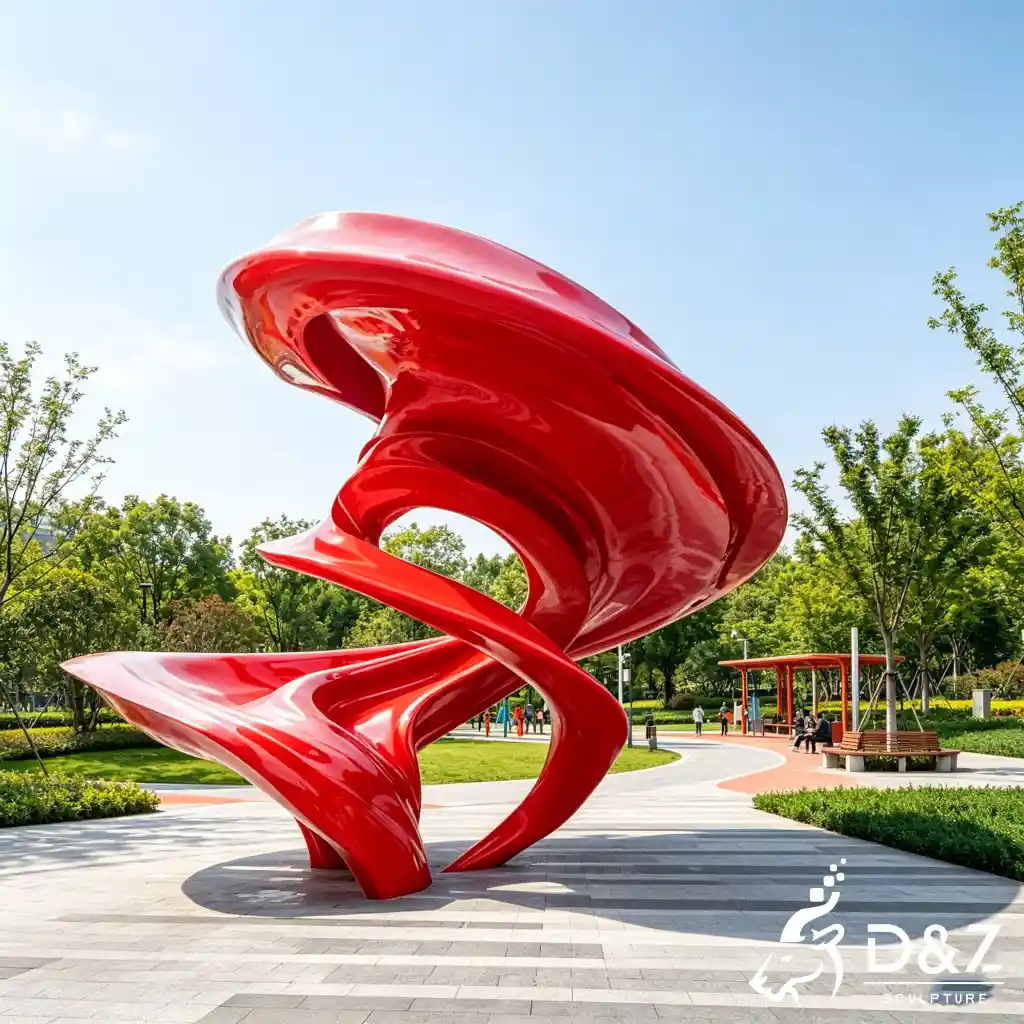 Metal Red Abstract Sculpture Large Outdoor Public Art DZN694-1 Metal Red Abstract Sculpture Large Outdoor Public Art DZN694-1