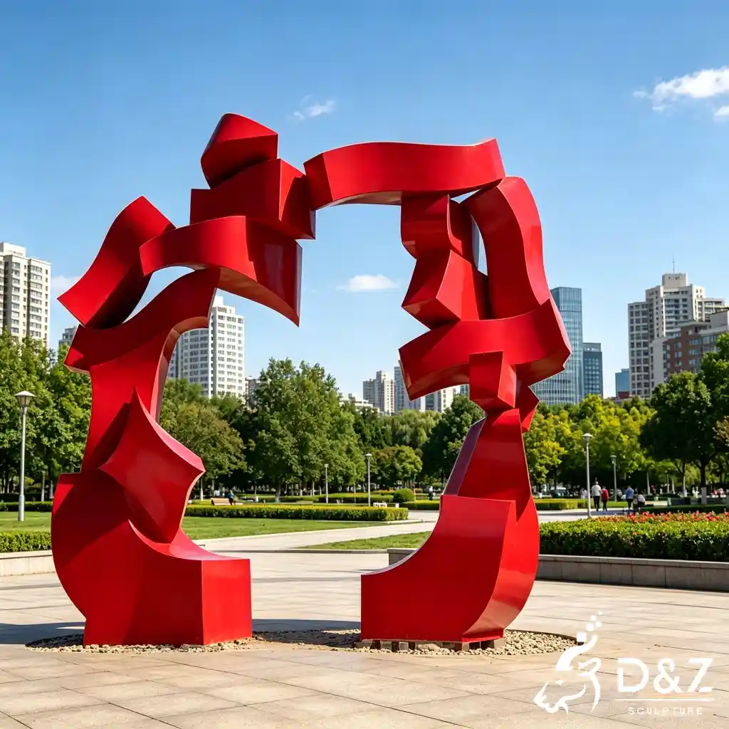 Metal Red Abstract Sculpture Large Outdoor Public Art DZN694-5 Metal Red Abstract Sculpture Large Outdoor Public Art DZN694-5