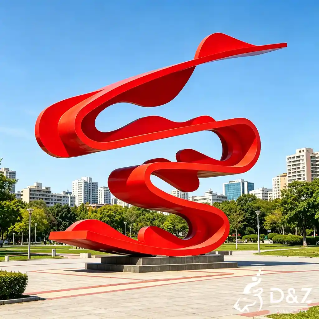 Metal Red Abstract Sculpture Large Outdoor Public Art DZN694-6 Metal Red Abstract Sculpture Large Outdoor Public Art DZN694-6