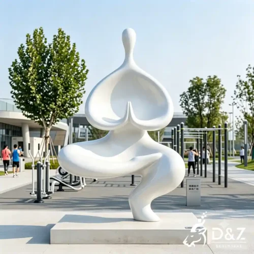 White Abstract Yoga Sculpture Figure Zen Garden for Park DZN692-1 White Abstract Yoga Sculpture Figure Zen Garden for Park DZN692-1