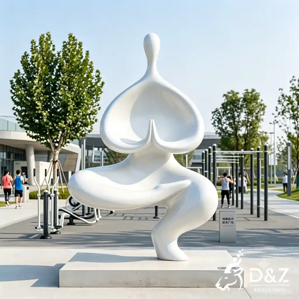 White Abstract Yoga Sculpture Figure Zen Garden for Park DZN692-1 White Abstract Yoga Sculpture Figure Zen Garden for Park DZN692-1