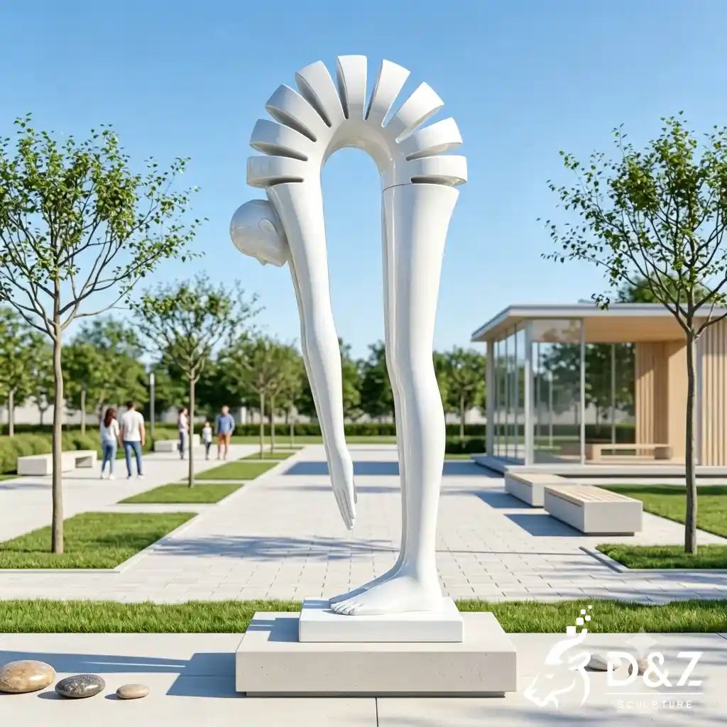 White Abstract Yoga Sculpture Figure Zen Garden for Park DZN692-2 White Abstract Yoga Sculpture Figure Zen Garden for Park DZN692-2